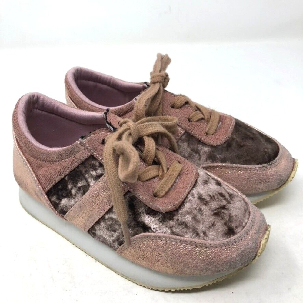 Joyfolie Janni Trainer Pink Velvet Sneakers Lace Up Shoes Girls 12